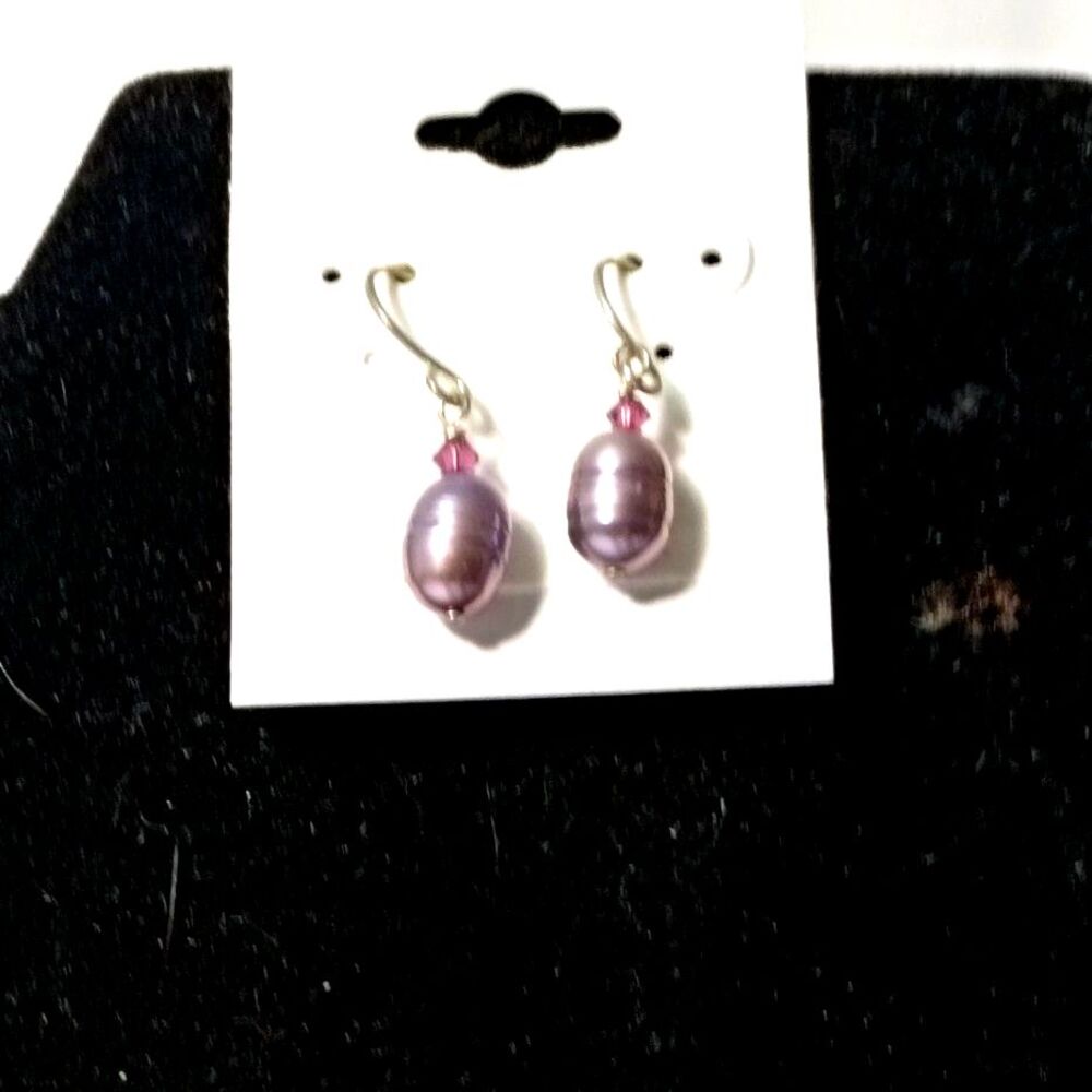 Vintage Style Purple Ceramic Teardrop Earrings | Silver Tone Statement Dangles